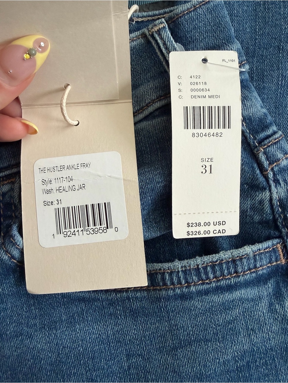 NWT Size 31 Mother Denim The Hustler Ankle Fray Jeans in Healing Jar - Picture 10 of 12
